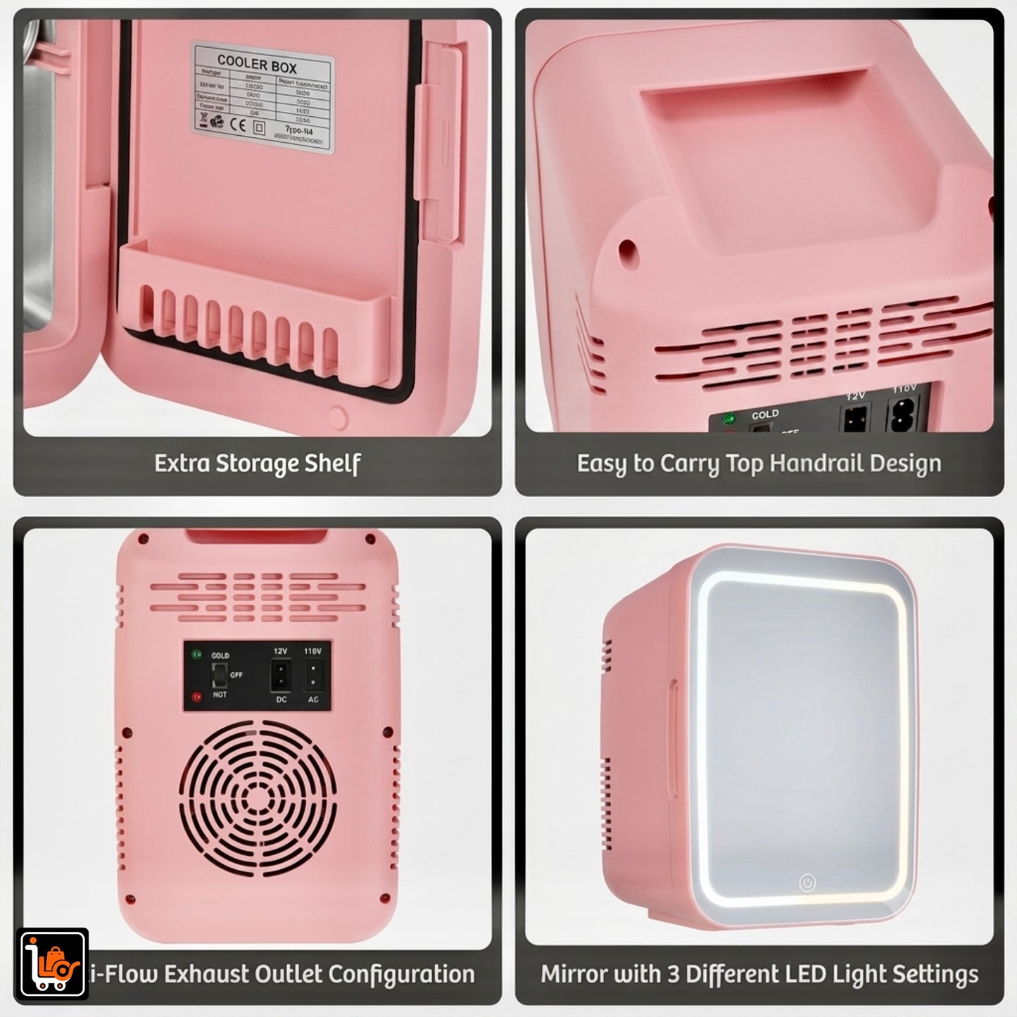 4L Portable Mini Fridge for Skincare, Drinks & Cosmetics With LED Mirror | Cool & Warm | AC/DC