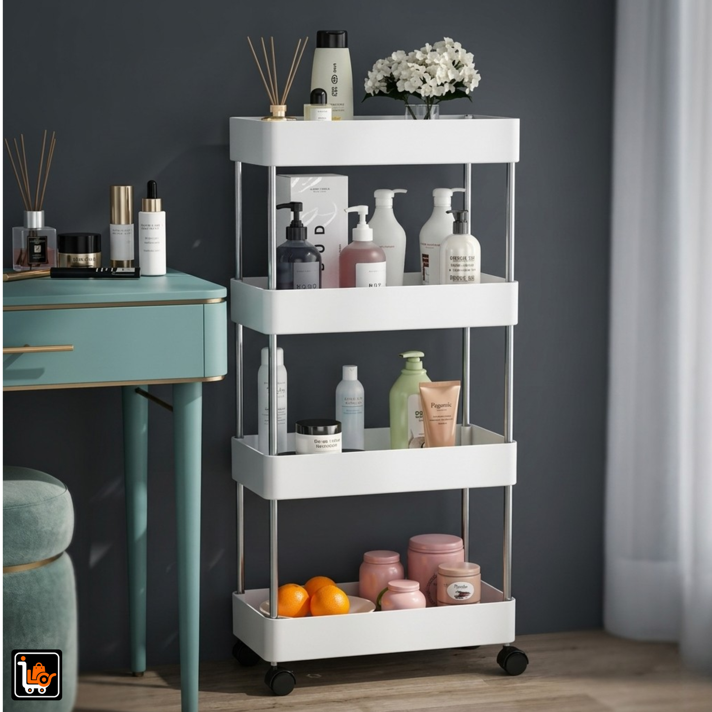 4-Tier Slim & Smart Storage Trolley