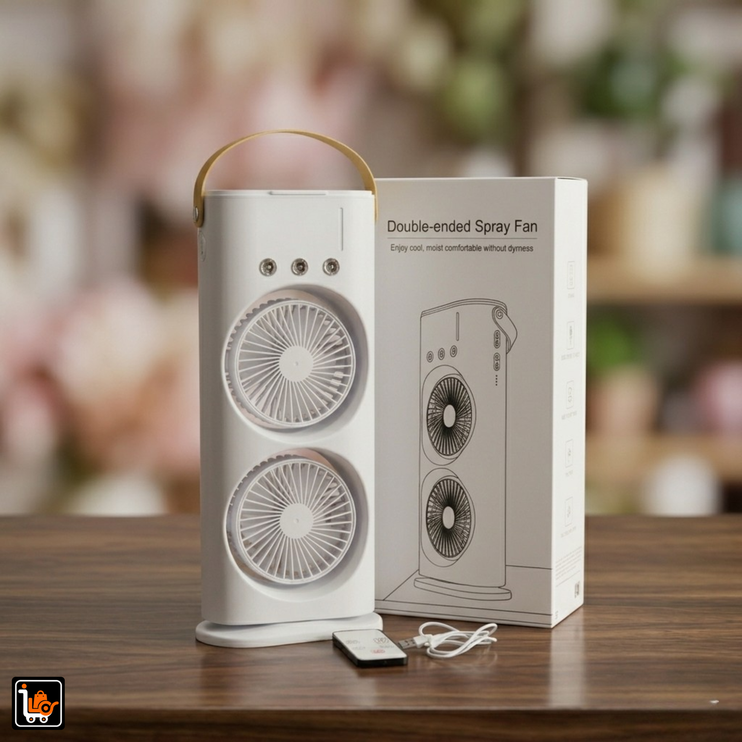Rechargeable Automatic Rotating Dual Fan Spray Mist With Lightening Effects