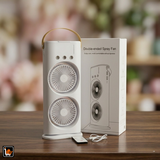 Rechargeable Automatic Rotating Dual Fan Spray Mist With Lightening Effects