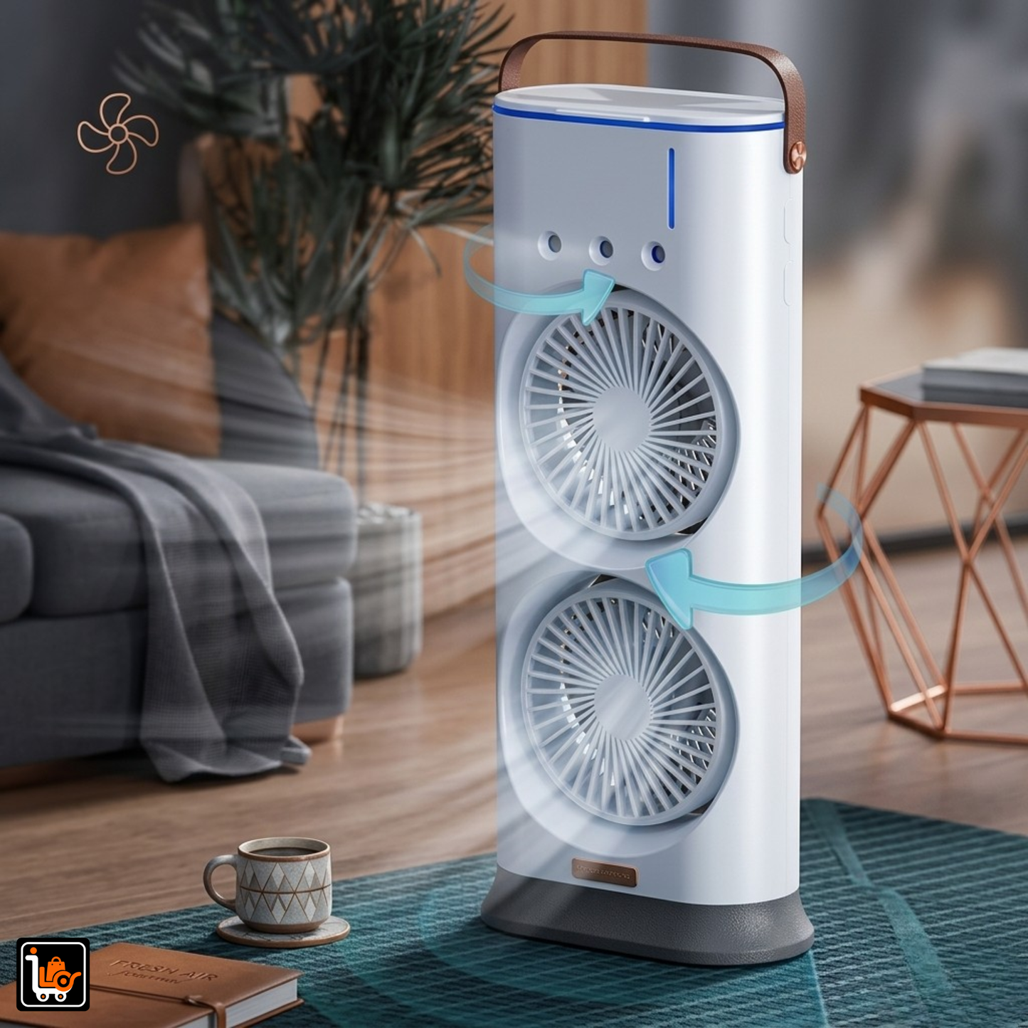 Rechargeable Automatic Rotating Dual Fan Spray Mist With Lightening Effects