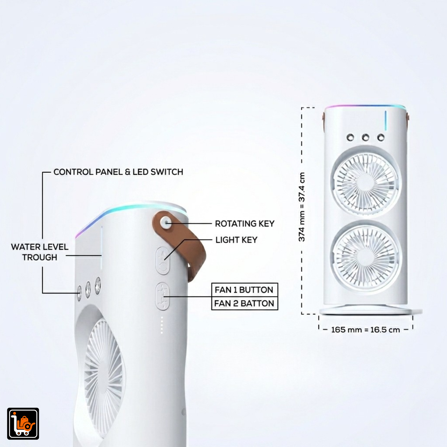 Rechargeable Automatic Rotating Dual Fan Spray Mist With Lightening Effects