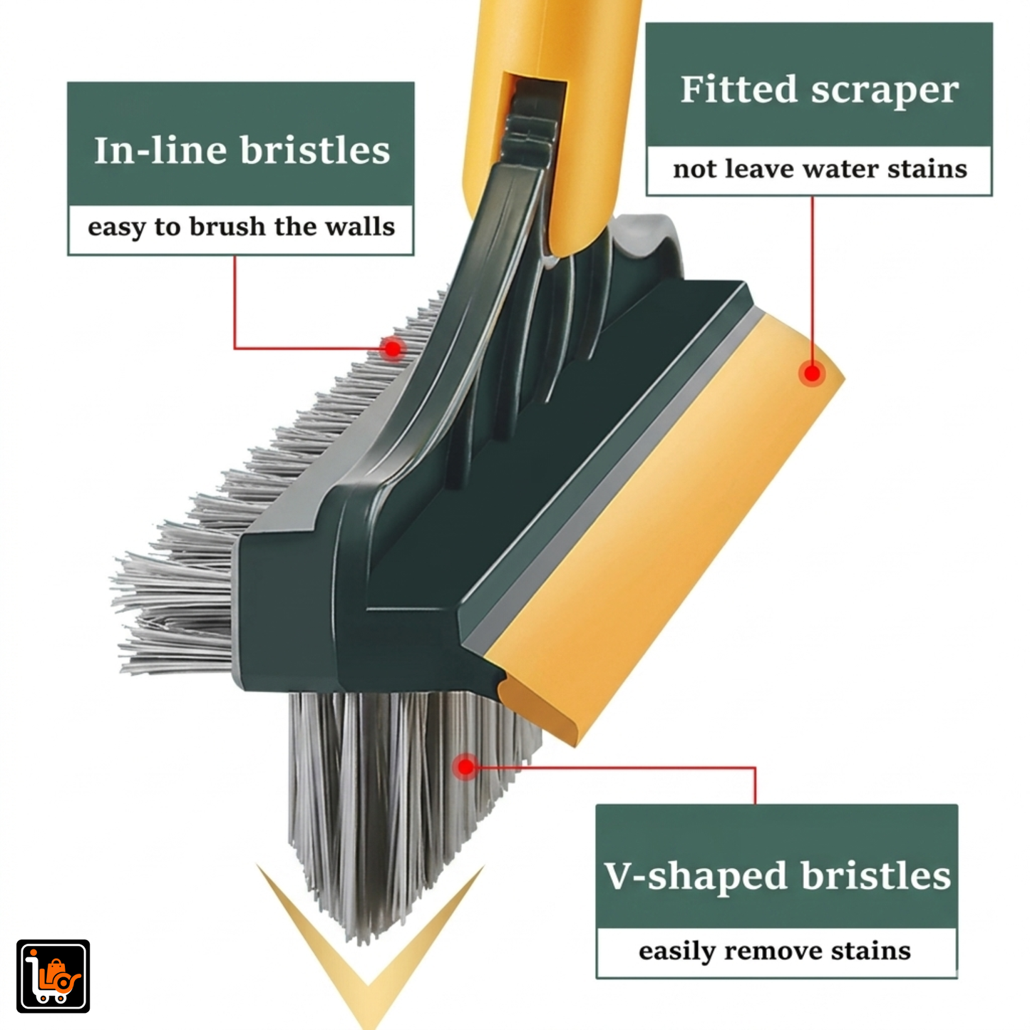 3 in 1 Floor Cleaning Scrubber Wiper & Brush