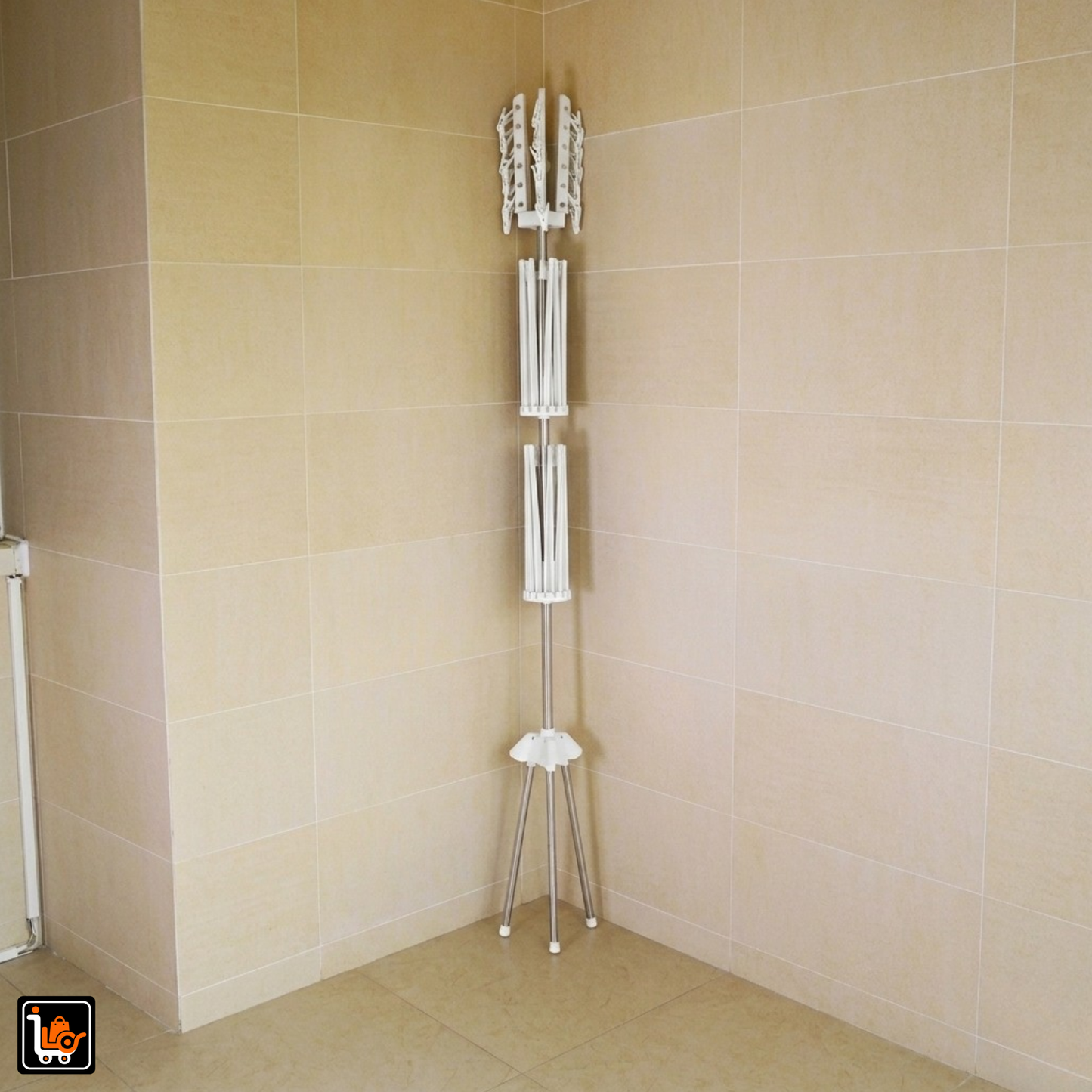 Foldable 3-Tier Drying Rack with Clips Space Saving Clothes Drying Stand