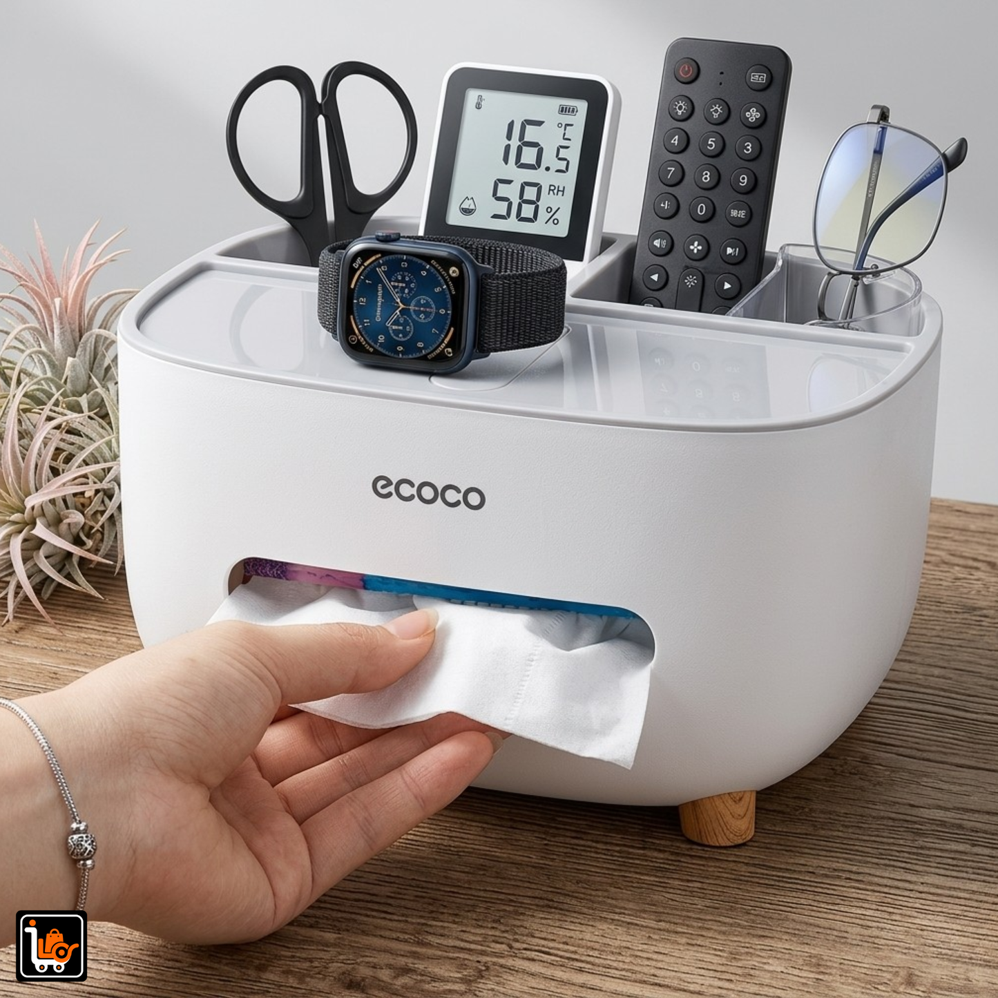 Ecoco Premium Multi-Function Tissue Box & Desktop Organiser