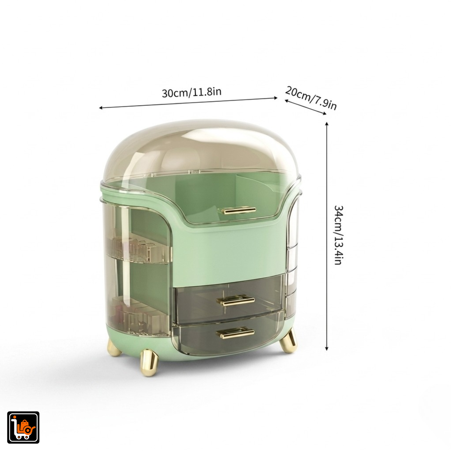 Premium Cosmetic Organizer Storage Box with Drawer & Separate Partition