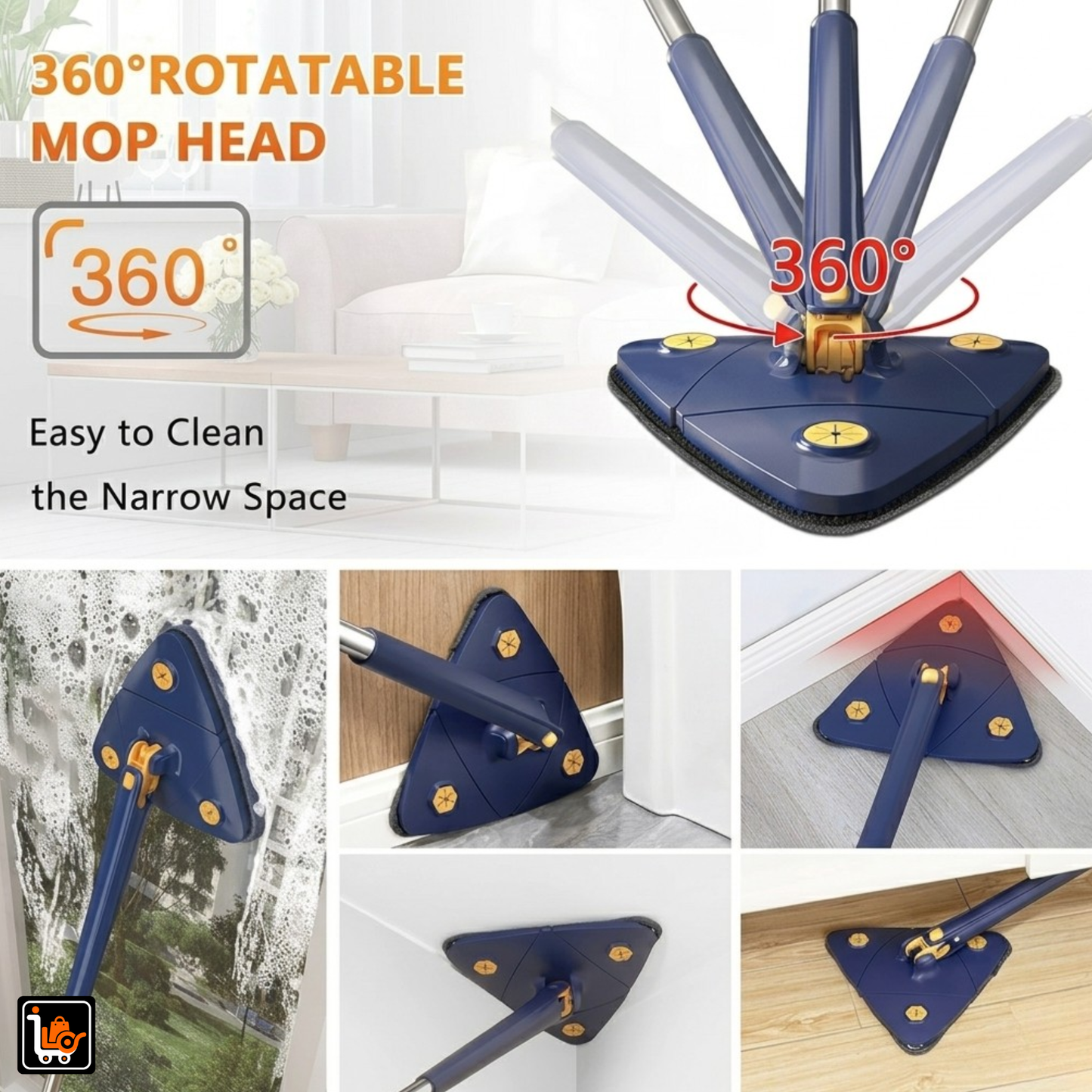 Triangle Twister Mop 360° Rotating Adjustable Cleaning System