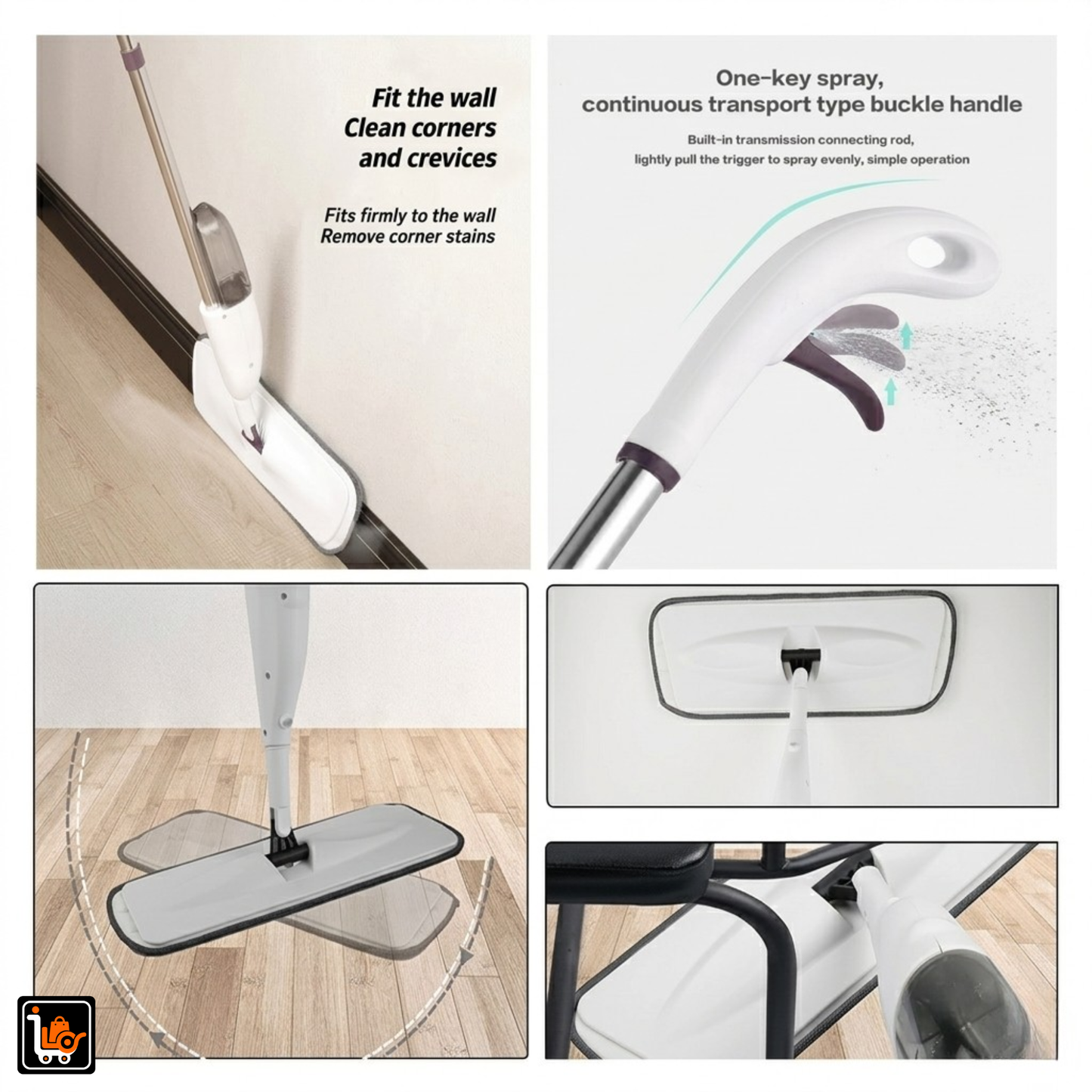 360° Spray Multi-Function Floor Mop with Refillable Water Bottle