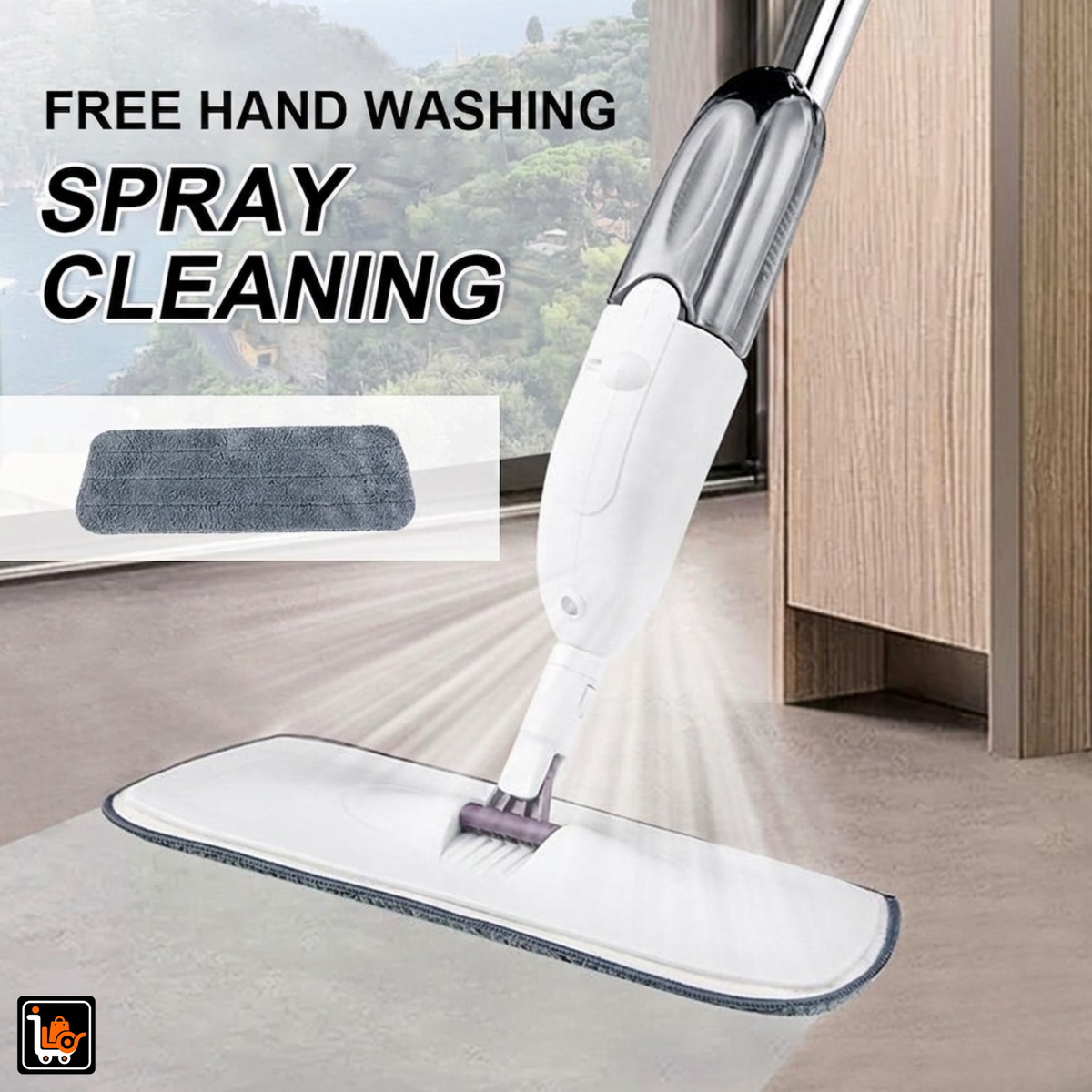 360° Spray Multi-Function Floor Mop with Refillable Water Bottle