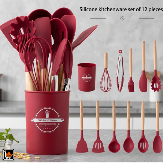 12-Piece Premium Silicone Kitchen Utensils Set