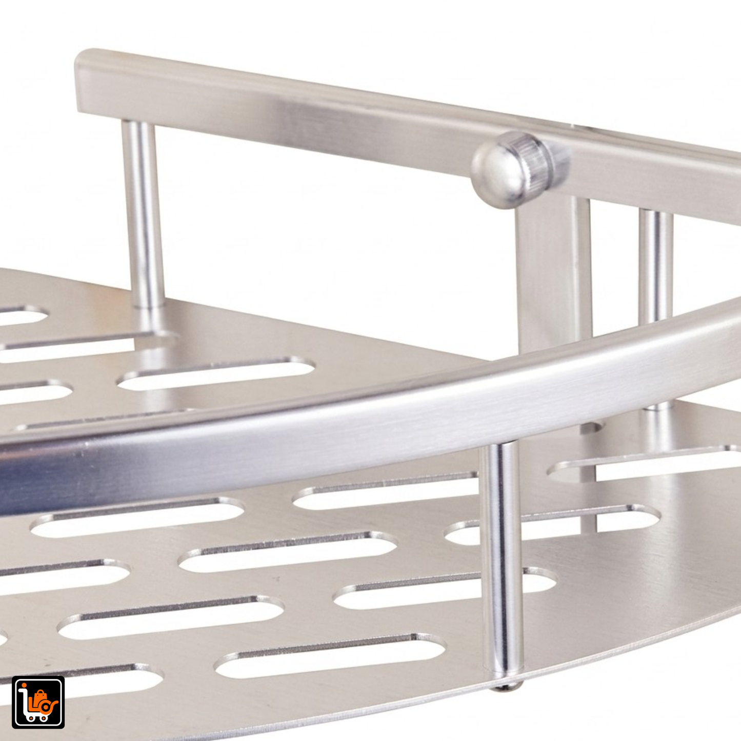 2-Tier Aluminum Corner Shelf With Hooks