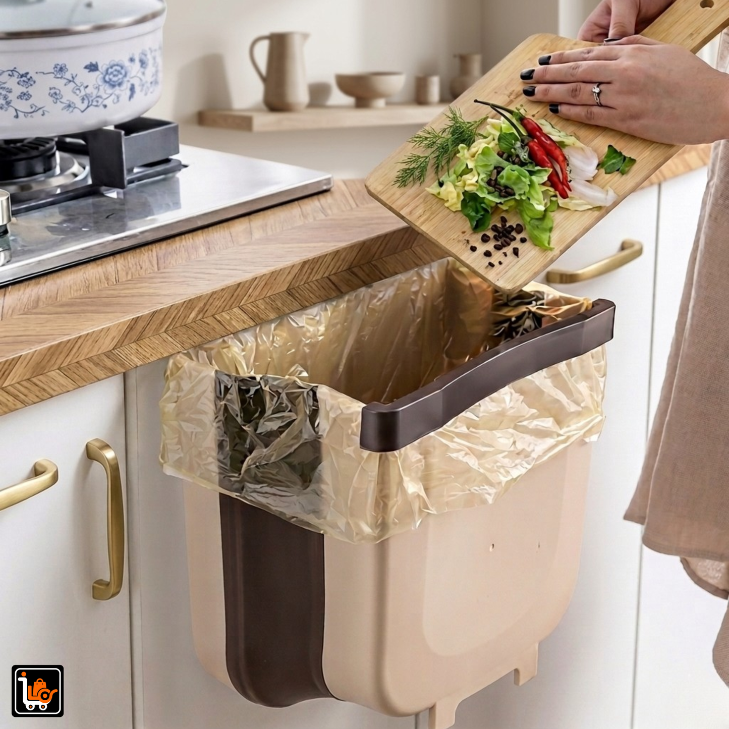 Foldable Hanging & Freestanding Trash Bin (9L)