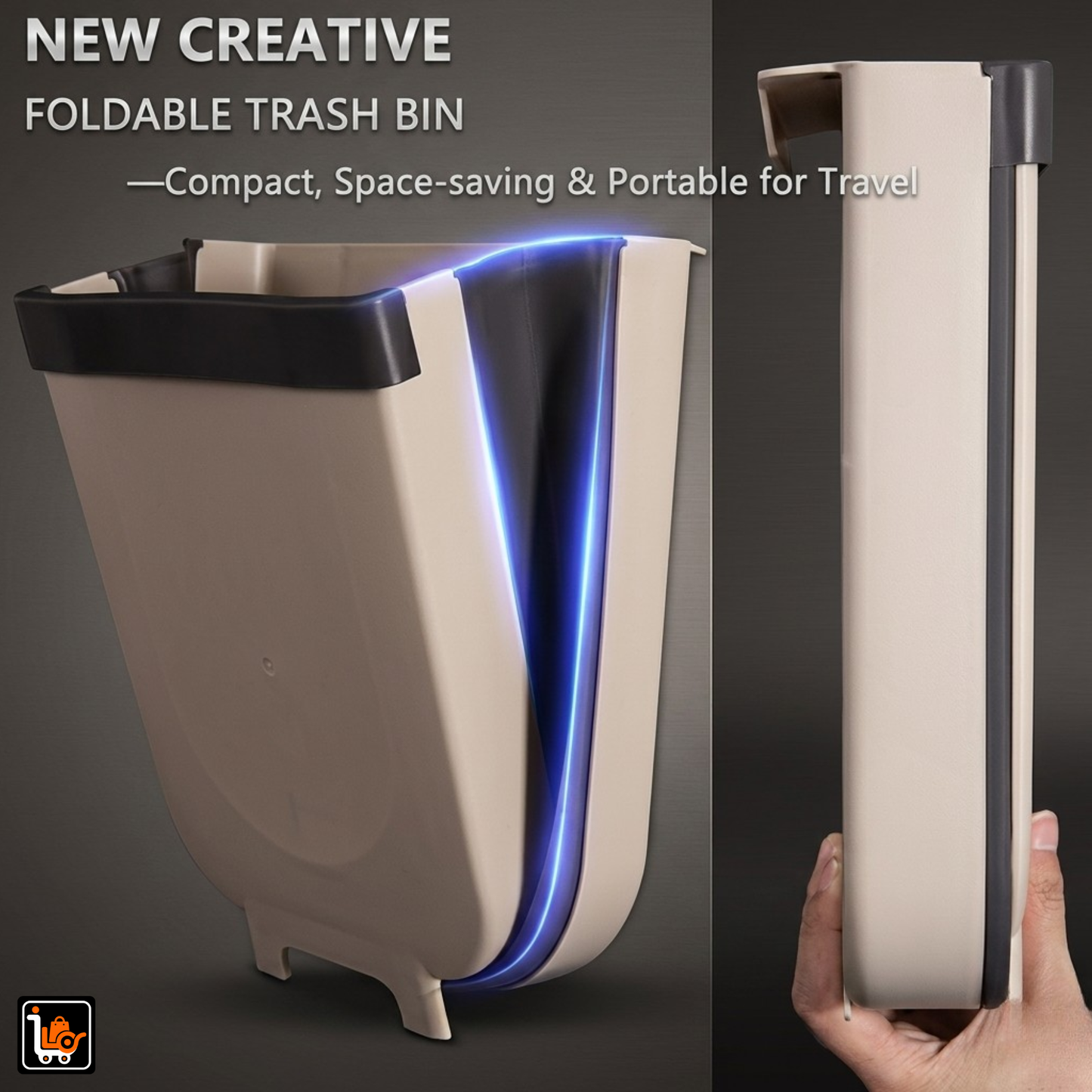 Foldable Hanging & Freestanding Trash Bin (9L)