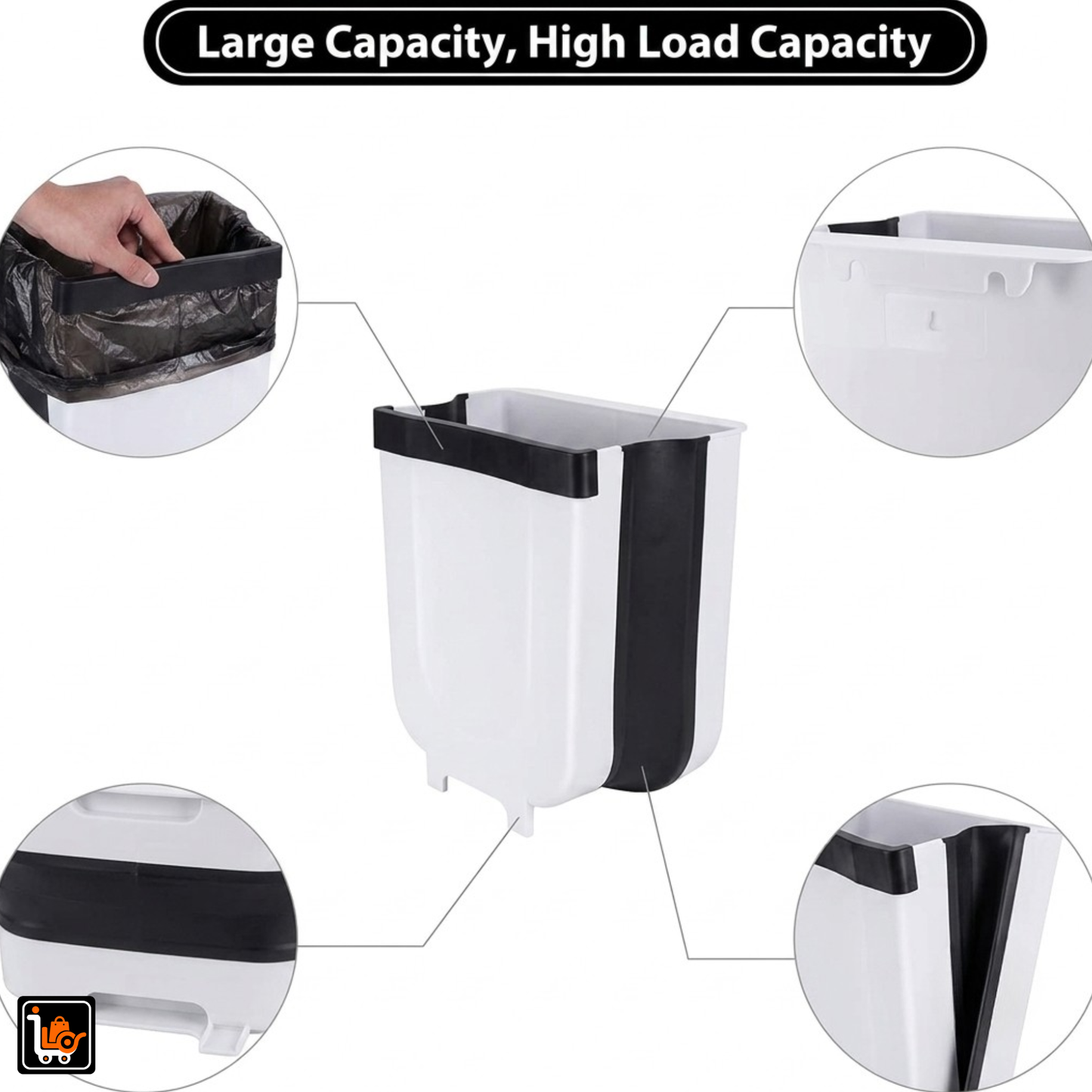 Foldable Hanging & Freestanding Trash Bin (9L)