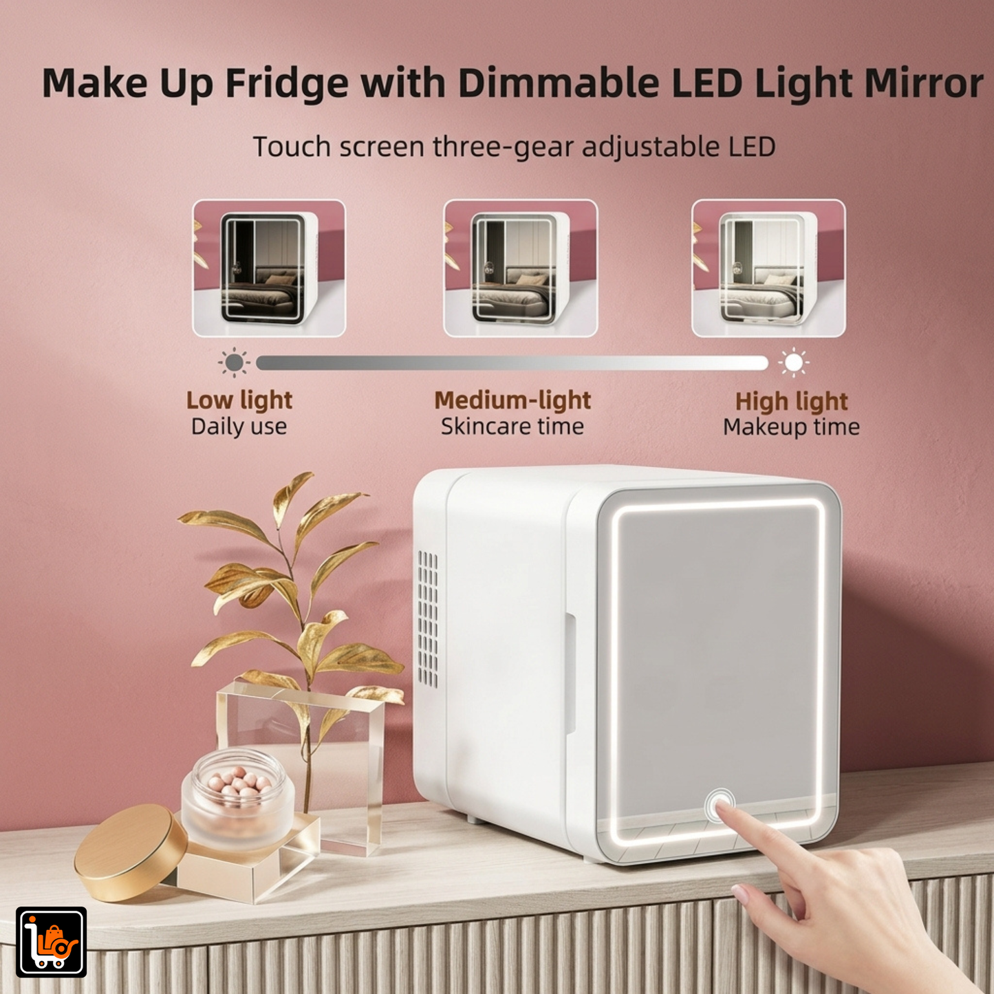 4L Portable Mini Fridge for Skincare, Drinks & Cosmetics With LED Mirror | Cool & Warm | AC/DC