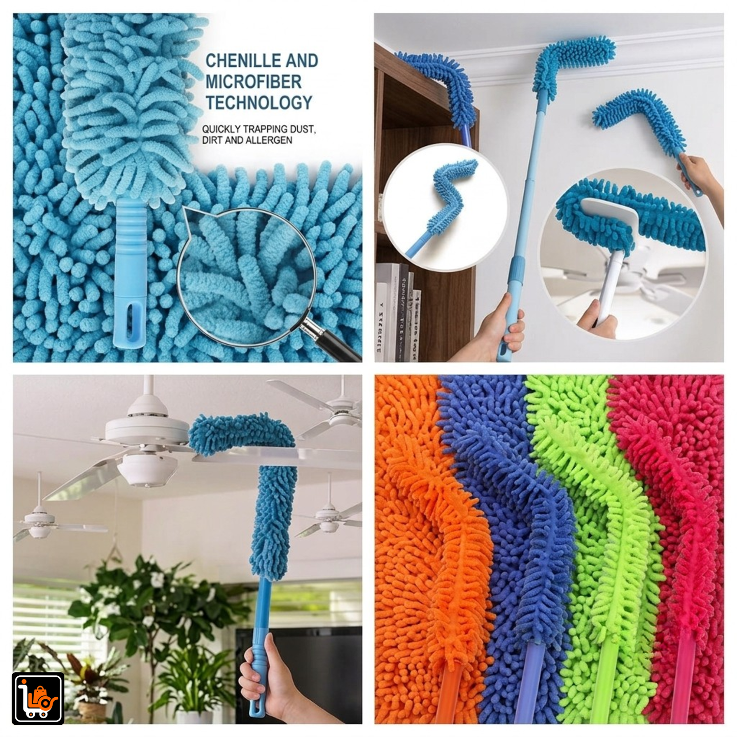 Flexible Microfiber Duster with Extendable Telescopic Handle