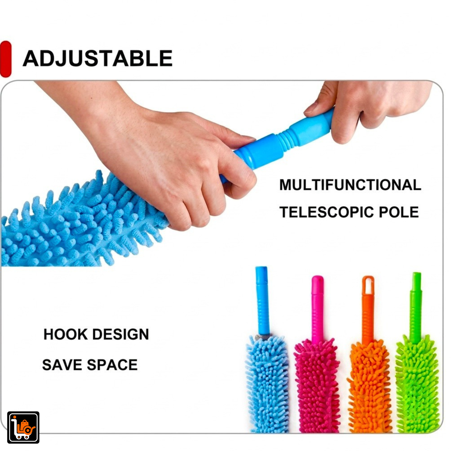 Flexible Microfiber Duster with Extendable Telescopic Handle