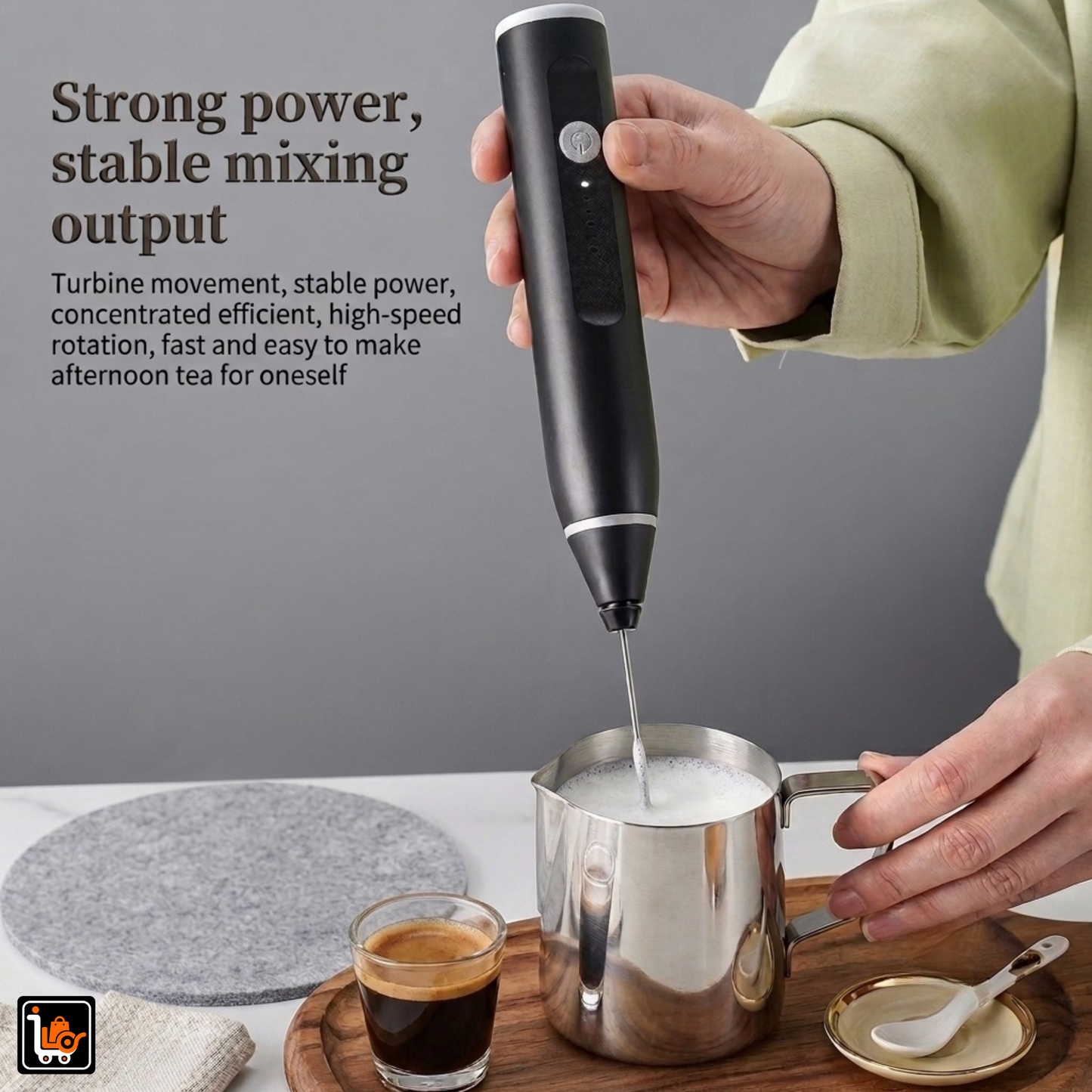 2-in-1 USB Rechargeable Milk Frother, Egg and Coffee Beater