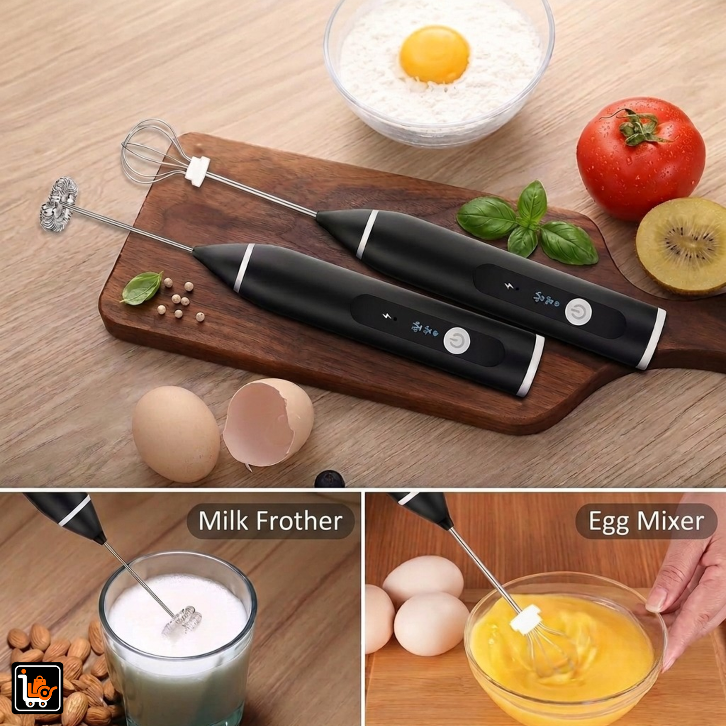 2-in-1 USB Rechargeable Milk Frother, Egg and Coffee Beater