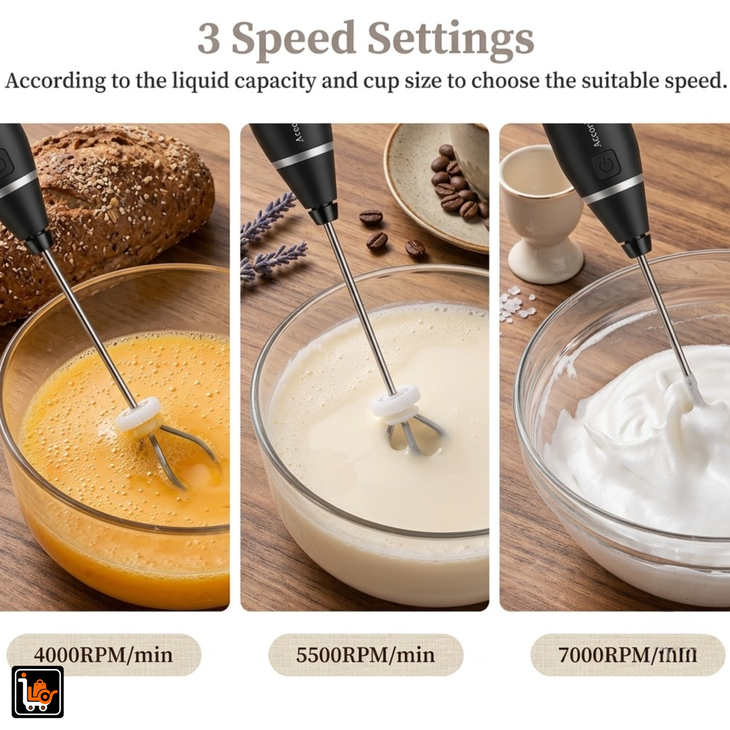 2-in-1 USB Rechargeable Milk Frother, Egg and Coffee Beater