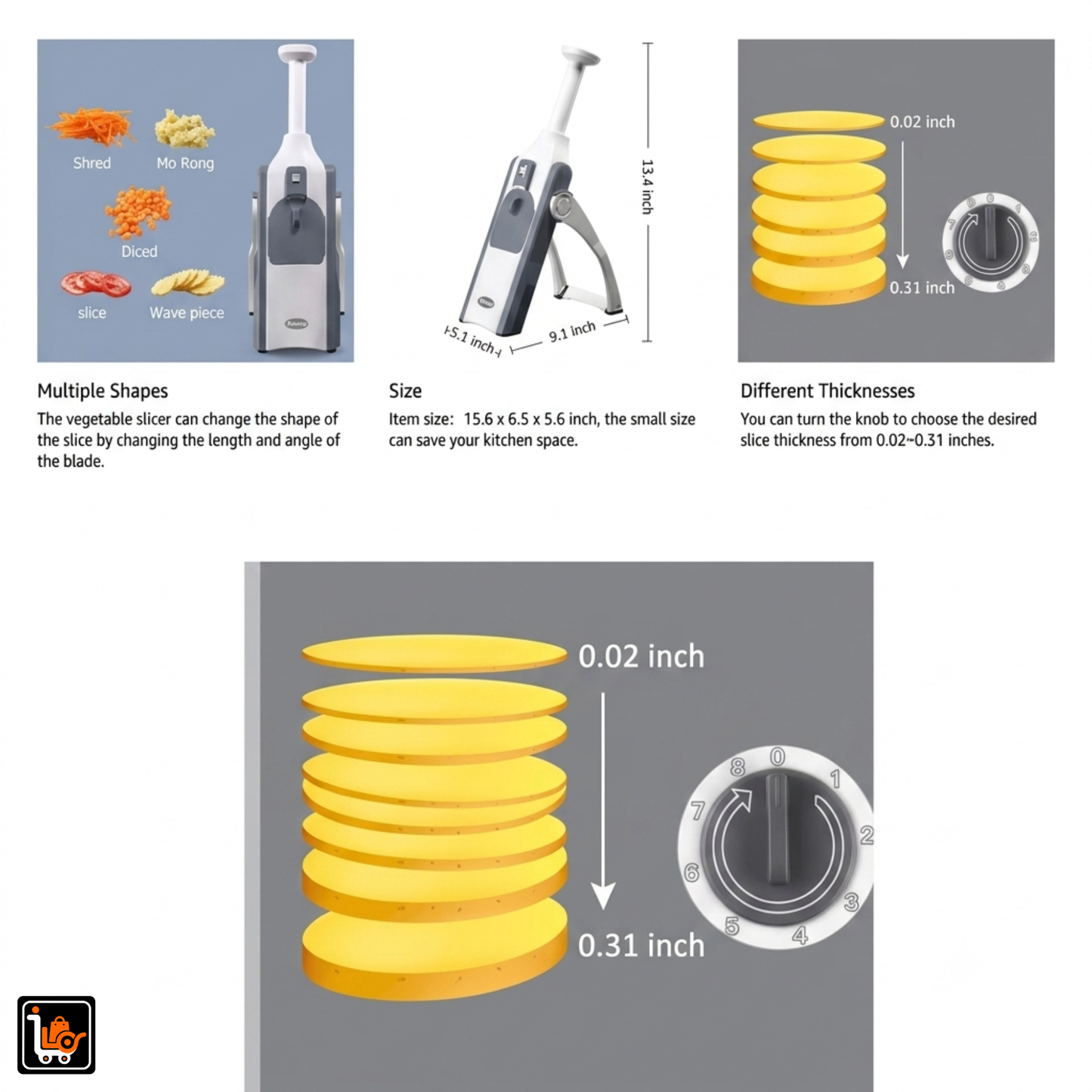 Mandoline Spring Slicer™ Adjustable Vegetable & Fruit Cutter