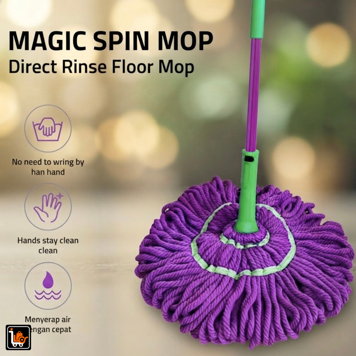 Twister Magic Mop – Rotating Self-Wringing Microfiber Floor Mop