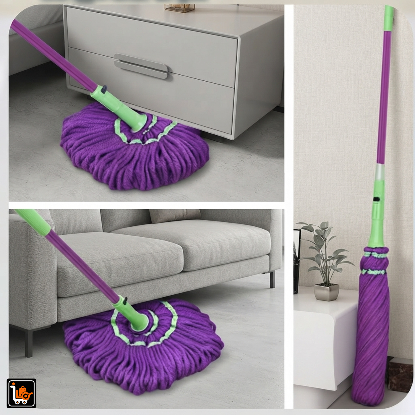 Twister Magic Mop – Rotating Self-Wringing Microfiber Floor Mop