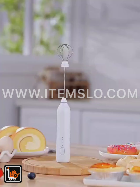 2-in-1 USB Rechargeable Milk Frother, Egg and Coffee Beater